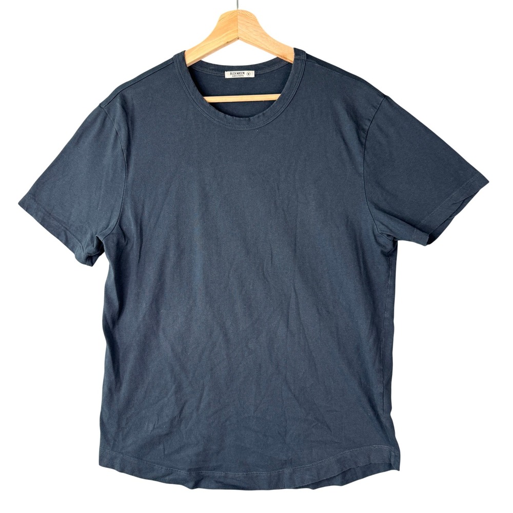 Buck Mason Slub Curved Hem Tee Navy Blue 100% Cotton USA Size M BM11007.101